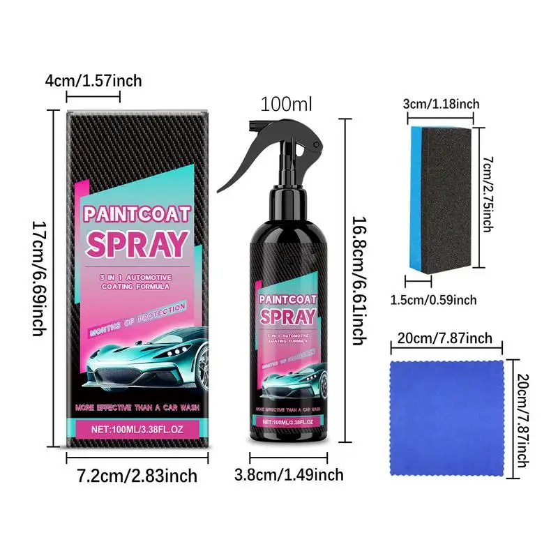 Car Coating Cleaning Spray 100ml Paint Coating Cleaning Polishing Spray for Car Vehicle Cleaner Traveling Commuting Solution