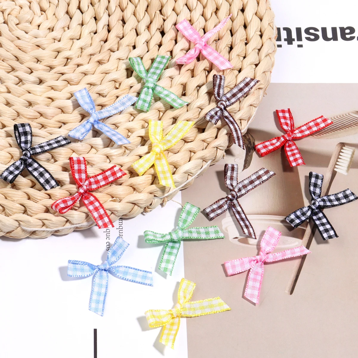 50/100 pièces Mini nœud ruban cravate 4x2.5cm ruban de Satin nœud fleur bricolage artisanat travail manuel nœuds papillon pince à cheveux fête cadeau vêtements décor arc