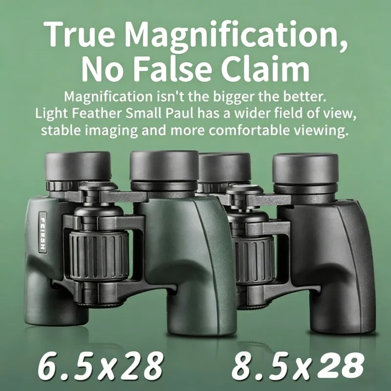 

FEIRSH Lightweight 6.5x28/8.5x28 Binoculars BAK4 Prism FMC Lens Waterproof Foldable Binoculars for Bird Watching Camping Travel