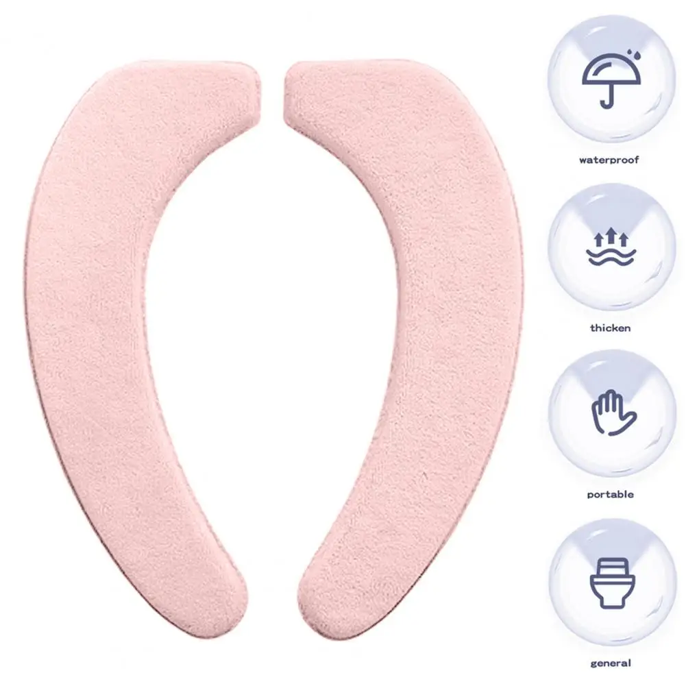 Peel Stick Toilet Seat Cushion Toilet Seat Cushion Warm Cozy Toilet Seat Covers for Winter Thick Washable Self-adhesive Flannel