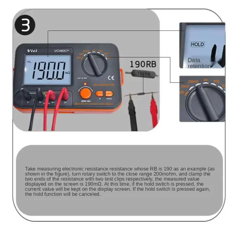 Premium VC480C+ Digital Milliohmmeter DC Low Resistance Tester Microohmmeter 0.01mΩ-2kΩ For Transformer & Circuit Board