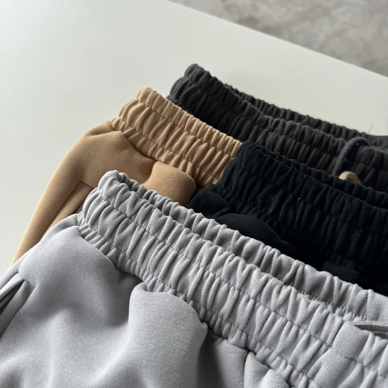 American Street Kanye Seanson6 Shorts Zipper Pocket Blank Elastic Waist Five Quarter Pants Oversize Sports Outfit Men Women