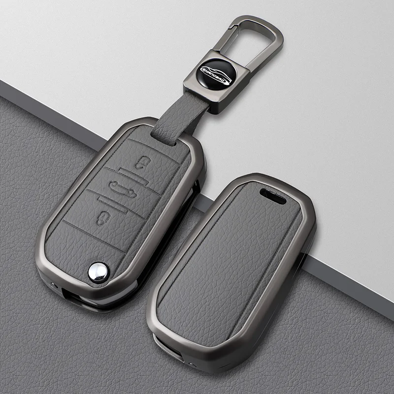 Metal Leather Car Remote Key Case Cover For Opel Mokka 2025 Phev Corsa Astra Grandland Hybrid Shell Keychain Accessories
