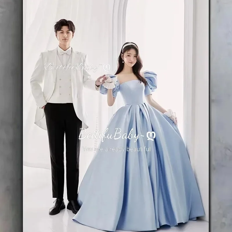 Abiti da sera macchiati stile principessa per le donne 2025 Sweet Bubble Gonna a maniche corte Banchetto Ball Abiti da cerimonia da donna