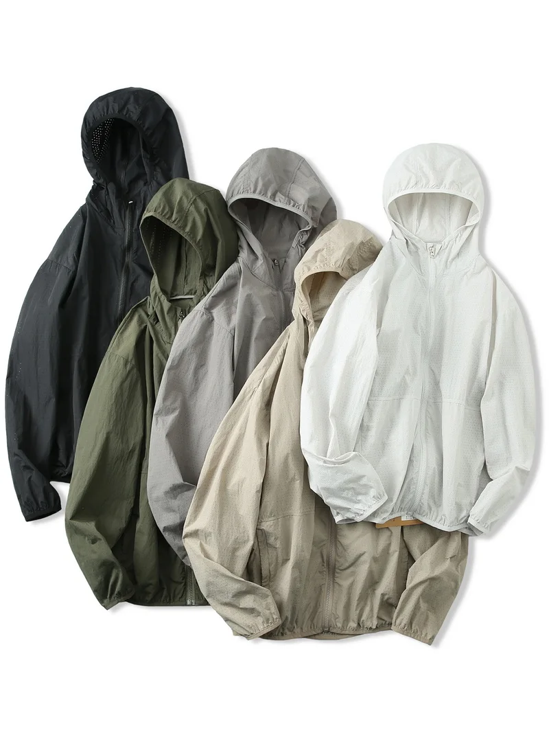 

Спортивная куртка для активного отдыха с лазерной перфорацией, дышащая, с капюшоном, для защиты от солнца, мужская, летняя, новая, легкая, свободного кроя