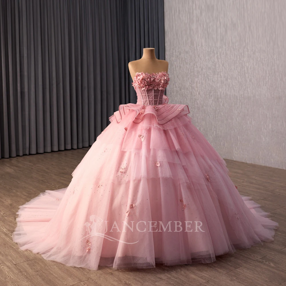Quinceanera Dress Graduation Party Ball Gown 2026 Customized Shiny Applique Beads Tiered Sweet Evening Dress vestido quinceañera