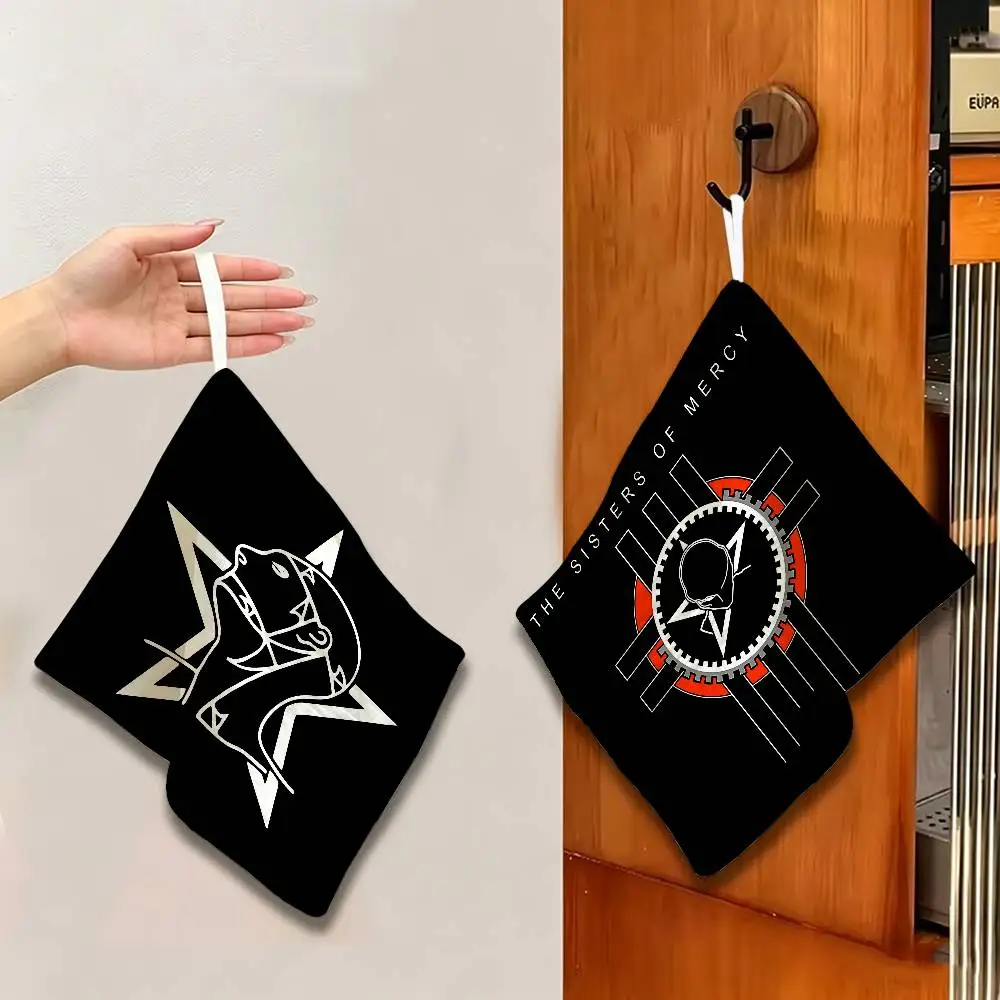 music The Sisters Of Mercy rock band Polyester Cotton Hanging Kitchen Towel, Absorbent Hand Wiping Cloth for Daily Cleaning