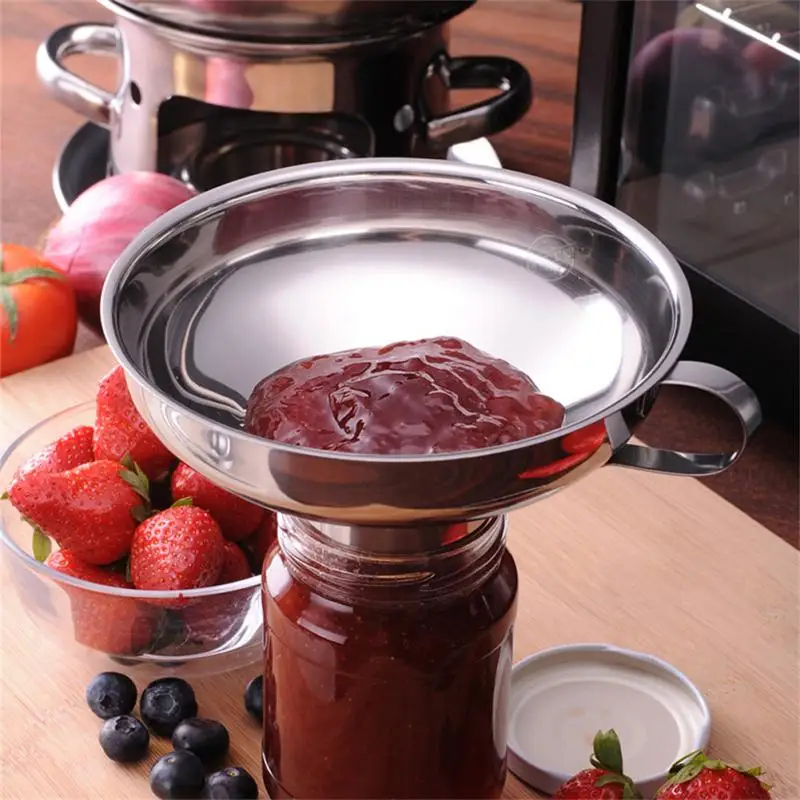 Stainless Steel Funnel Kitchen Wide Mouth Funnel Oil Liquid Funnel Metal Funnel Detachable Filter Canning Kitchen Tools Gadgets