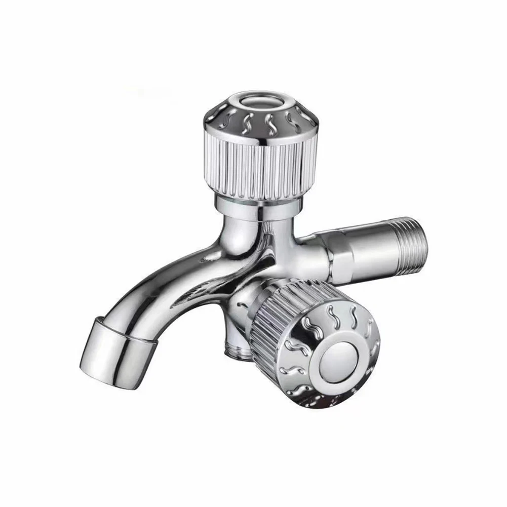 Chrome Double Outlet Faucet Multi Functional Faucet For Washing Machine Bathroom Single Hole Mount Versatile Usage