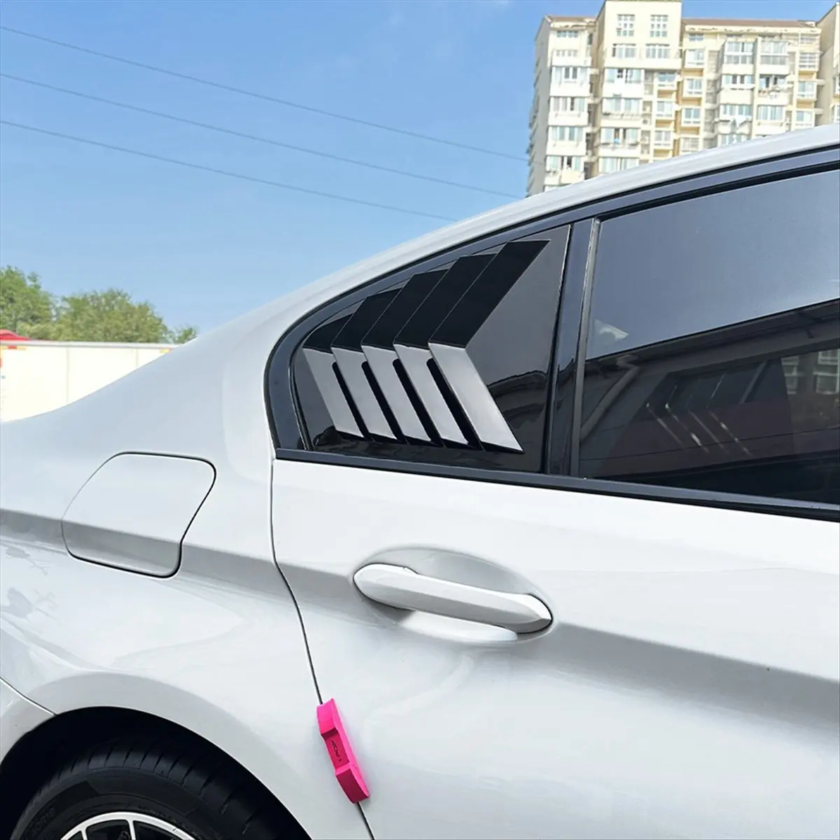 Super Sale Car Rear Triangular Window Louvers Shutters Blinds Cover Trim for BMW 5 Seires G30 2018-2023 Bright Black
