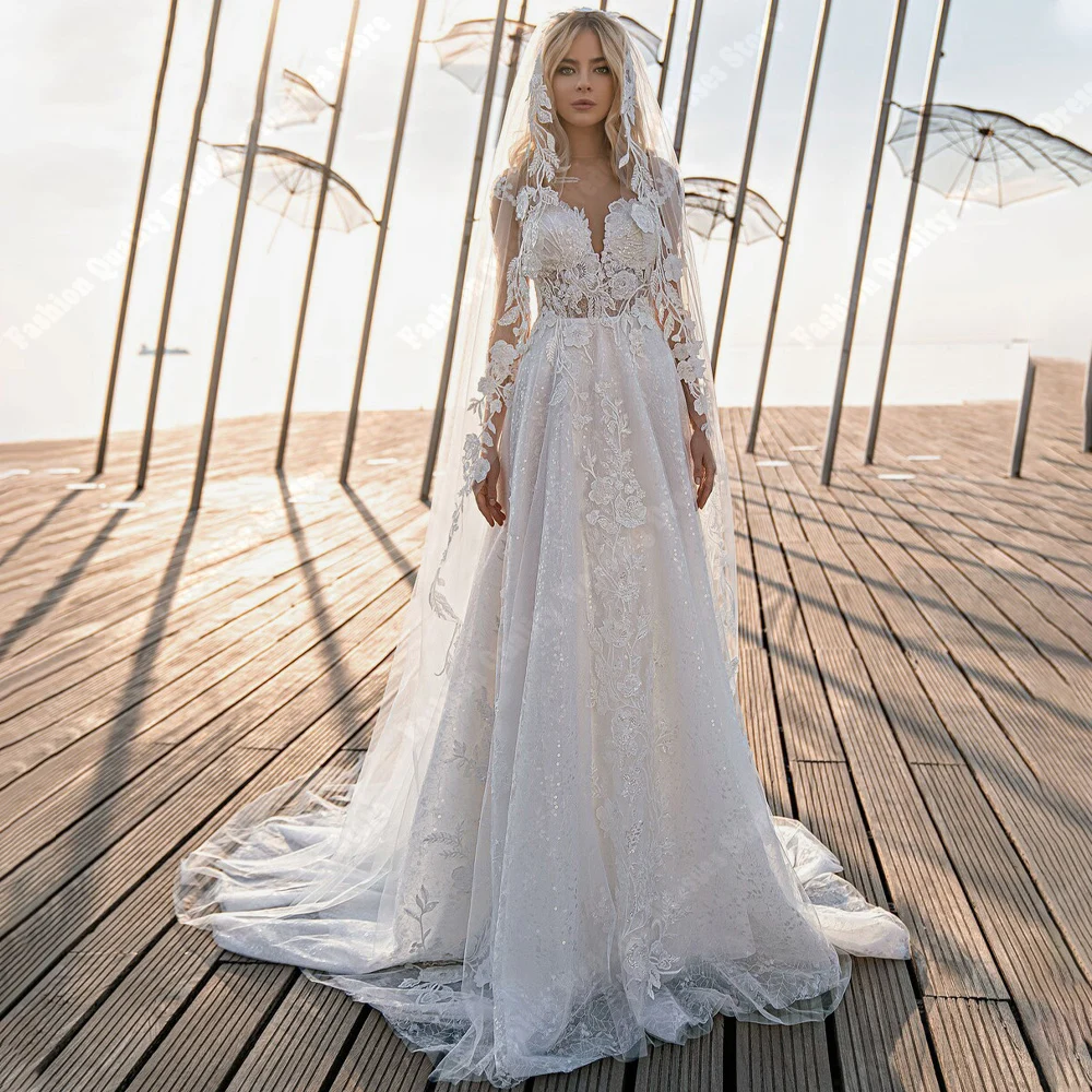 

Gorgeous Charming Women's Wedding Dresses Luxurious A-Line Bride Gowns Elegant Engagement Party Princess Vestidos De Novias 2024