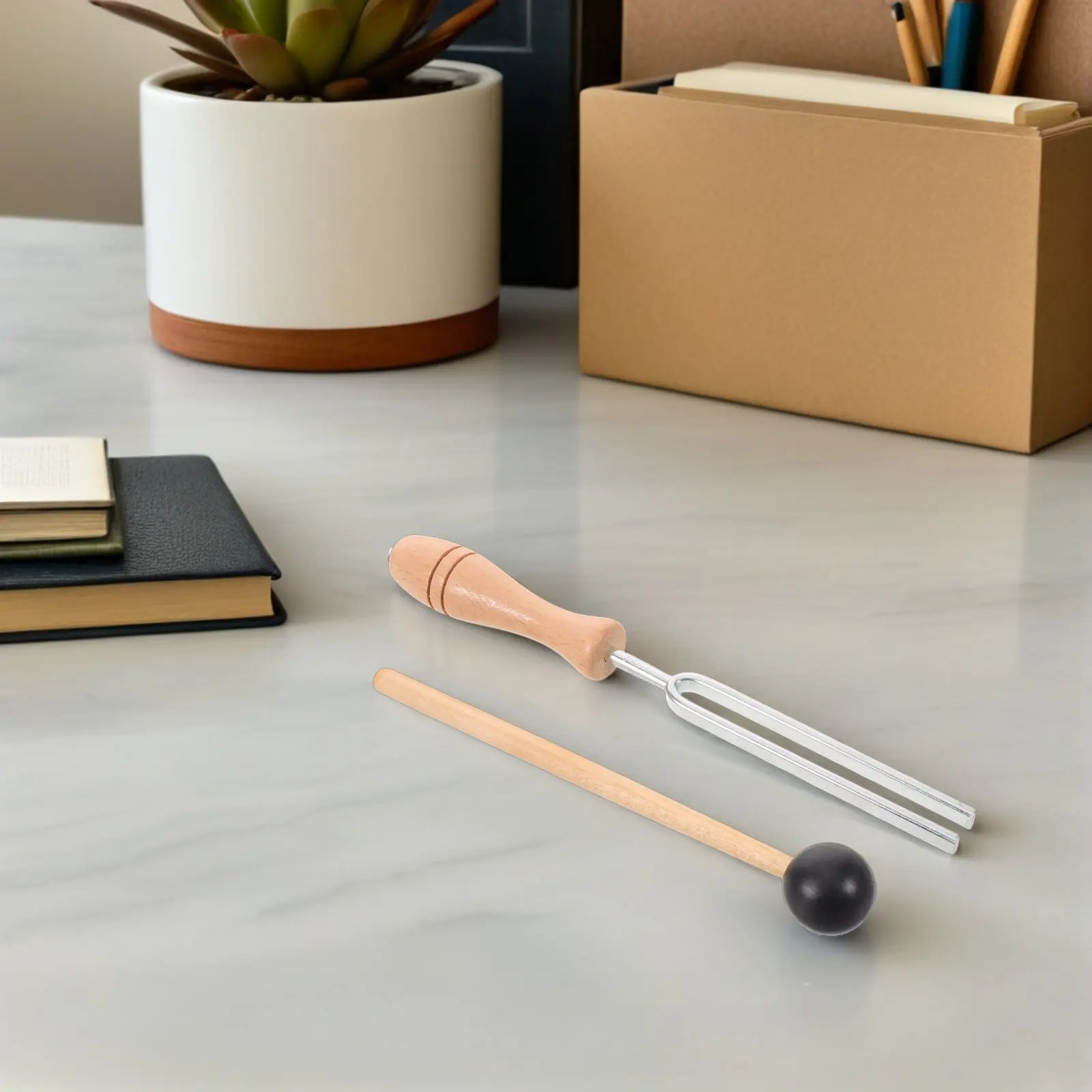 1Set Meditation Tuning Fork Set Hand-Polished Wooden Handle Accurate Resonance Sound Instrument for Yoga Relaxation Mindfulness
