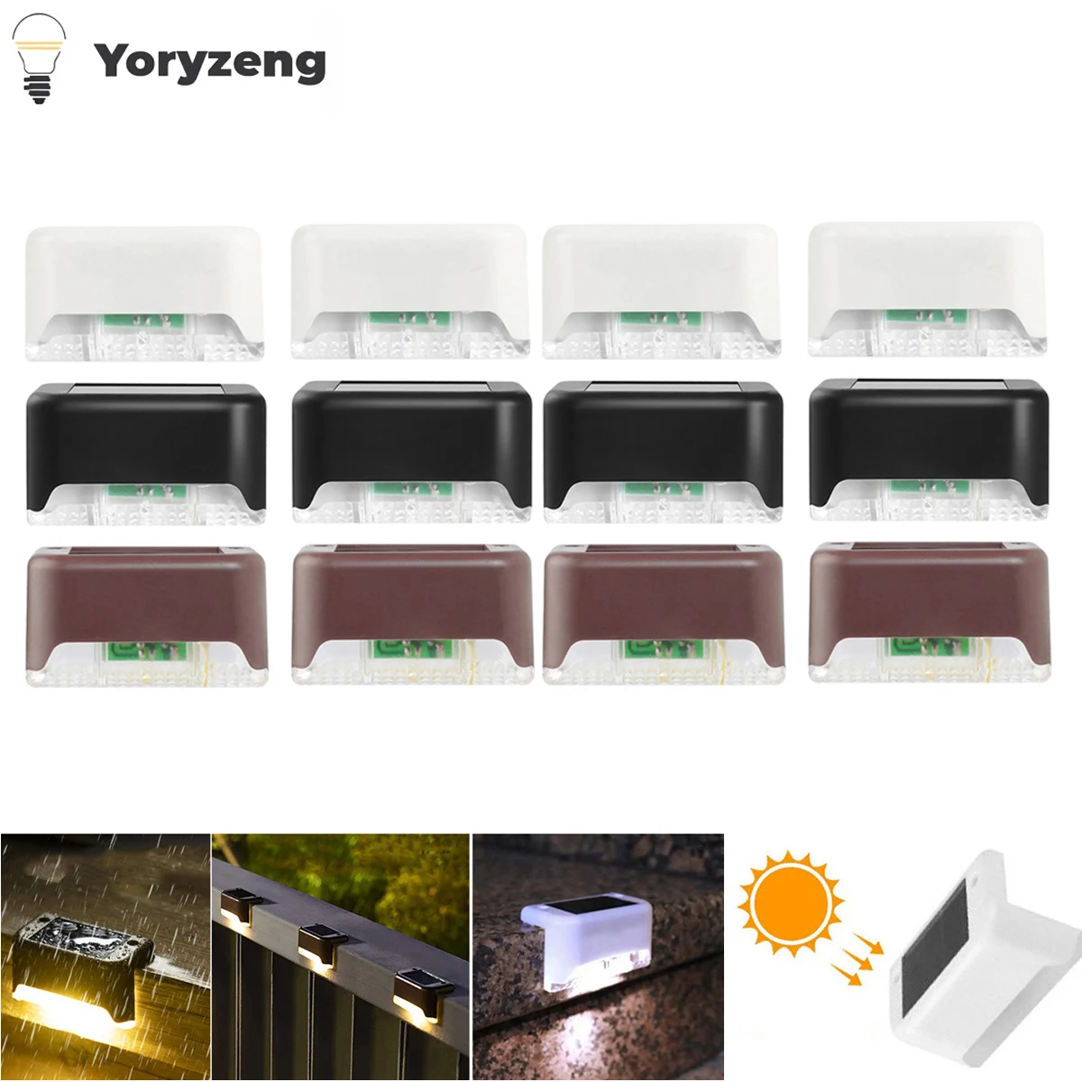 

4Pcs Solar Deck LED Light Outdoor Step Waterproof Lamp For Fence By Pathway Stair Courtyard Driveway Yard Terrace Garden Decor