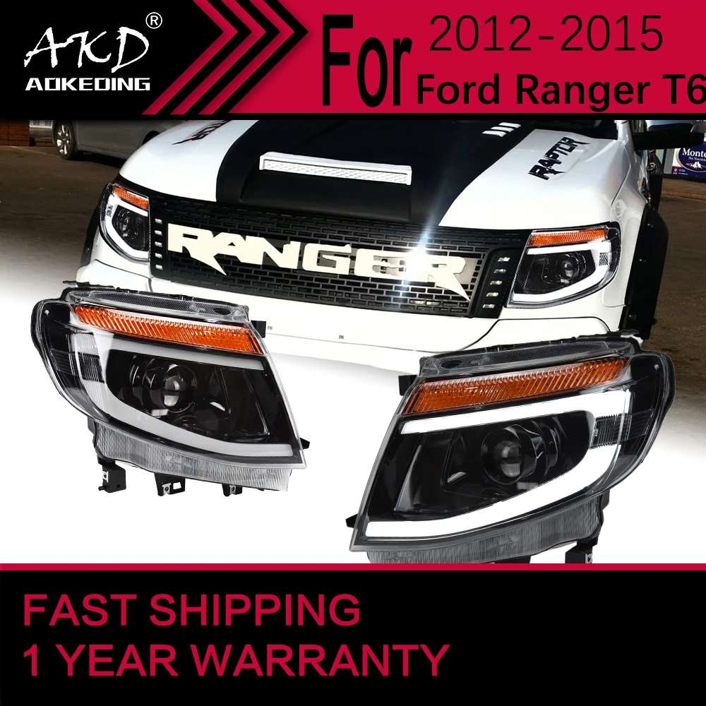 Car Lights for Ford Ranger T6 LED Headlight 2012-2015 Ranger Head Lamp Drl Projector Lens Automotive Accessories