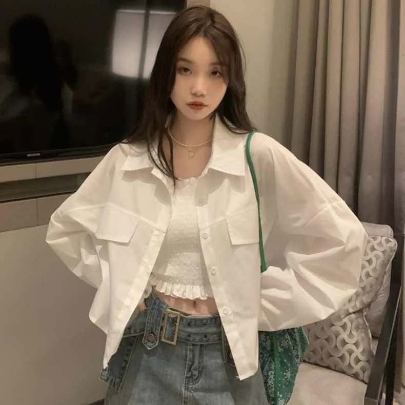 

Рубашки с длинным рукавом, женские полосатые хлопковые рубашки на пуговицах, свободный крой, минималистичный, женский, в консервативном стиле, молодежный, офисный, повседневный вид