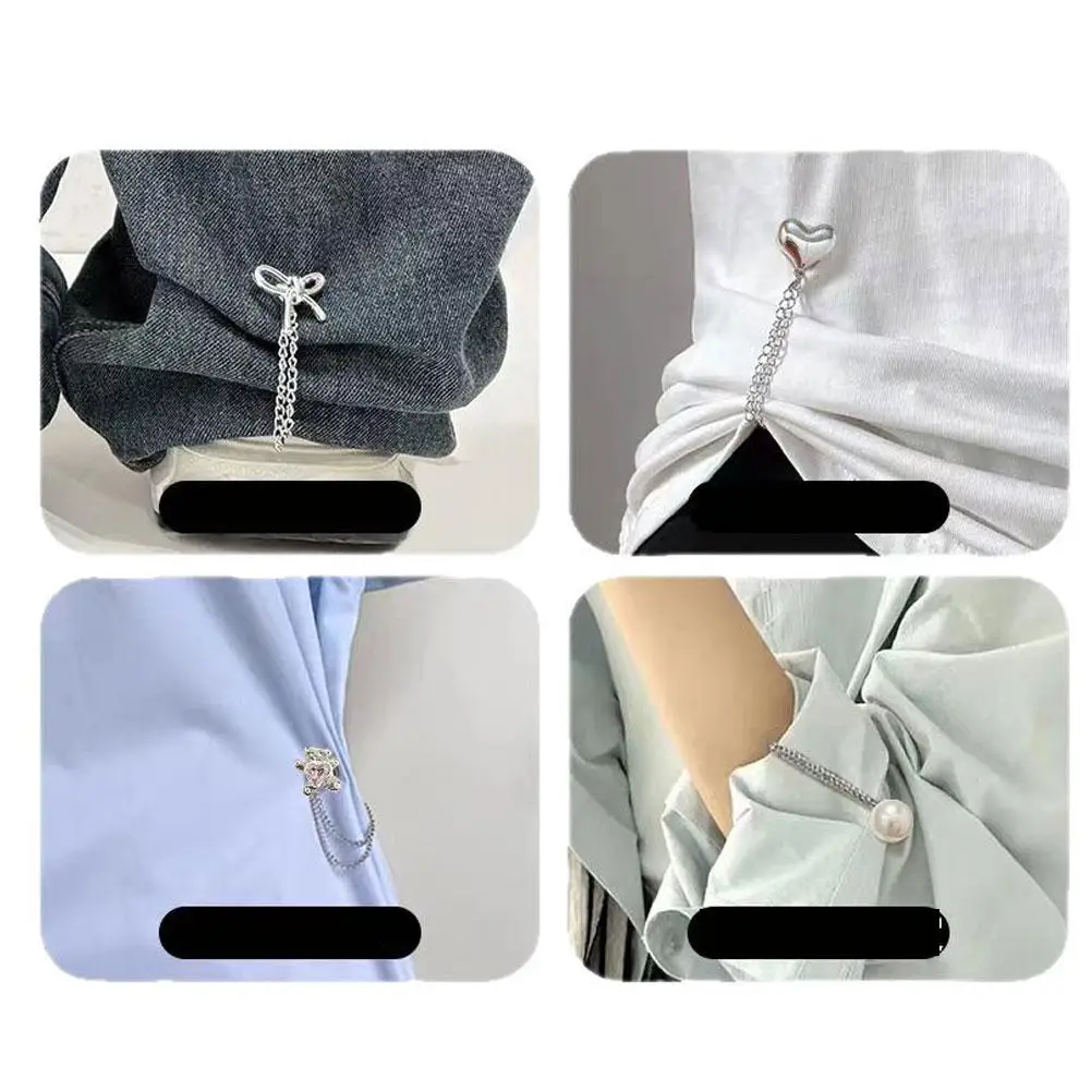 Magnetyczne klipsy do spodni z motywem kreskówkowym, klipsy do podwijania nogawek spodni, magnetyczne klipsy do mocowania nogawek spodni z łańcuszkiem, metalowe guziki.