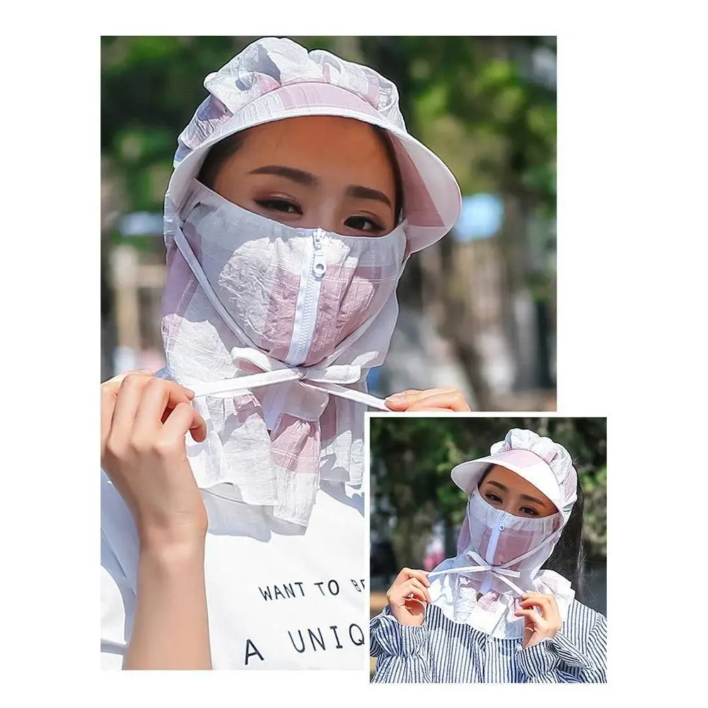 قبعة شمس كاجوال بحافة واسعة مضادة للأشعة فوق البنفسجية قابلة للتنفس مع قناع لحماية الرقبة، قبعة واقية من الشمس في الهواء الطلق