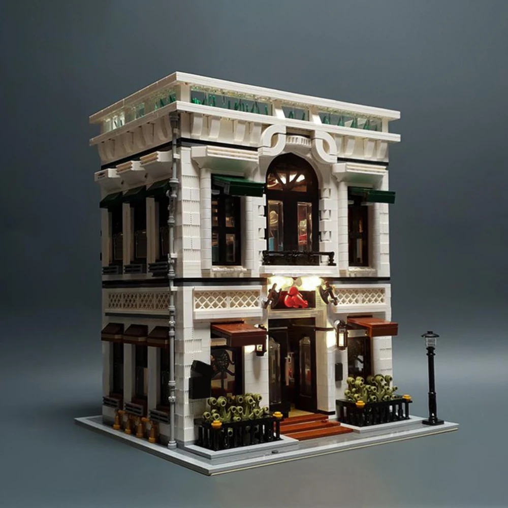 BuildMOC Street View Architectuur Zeevruchten Restaurant Bouwsteenset Modulair Vliegend Kreeft Modern Model Speelgoed Volwassenen Geschenken