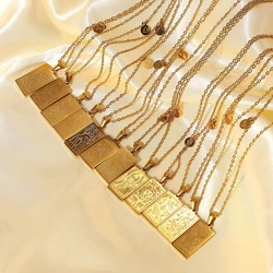 12 Zodiac Sign Waterproof Necklaces for Women Gold Plated Stainless Steel Square Horoscope Amulet Pendant Choker Necklace