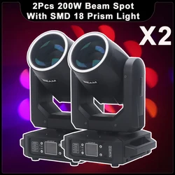 2Pcs/lot 200W Beam Spot LED Moving Head Light With Aperture 18 Prism Rainbow Effect DMX For DJ Disco Party Club Stage Effect