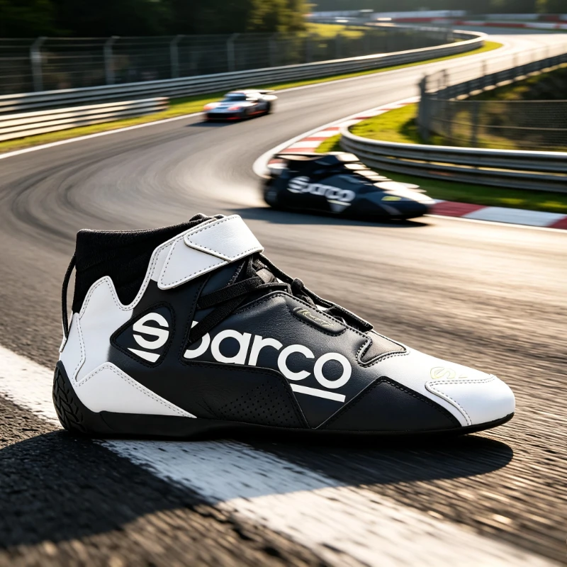 For Kart Locomotive Sports Training Boots,Genuine Leather Leisure Racing Shoes Fireproof Silk Screen Printing