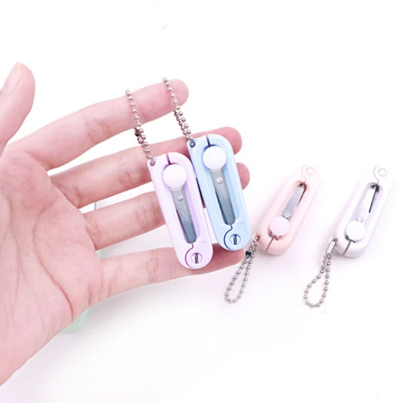 1Pcs Portable Stainless Steel Scissors With Multifunctional Retractable Keychain Design For Paper Cutting And Multi Scenario Use