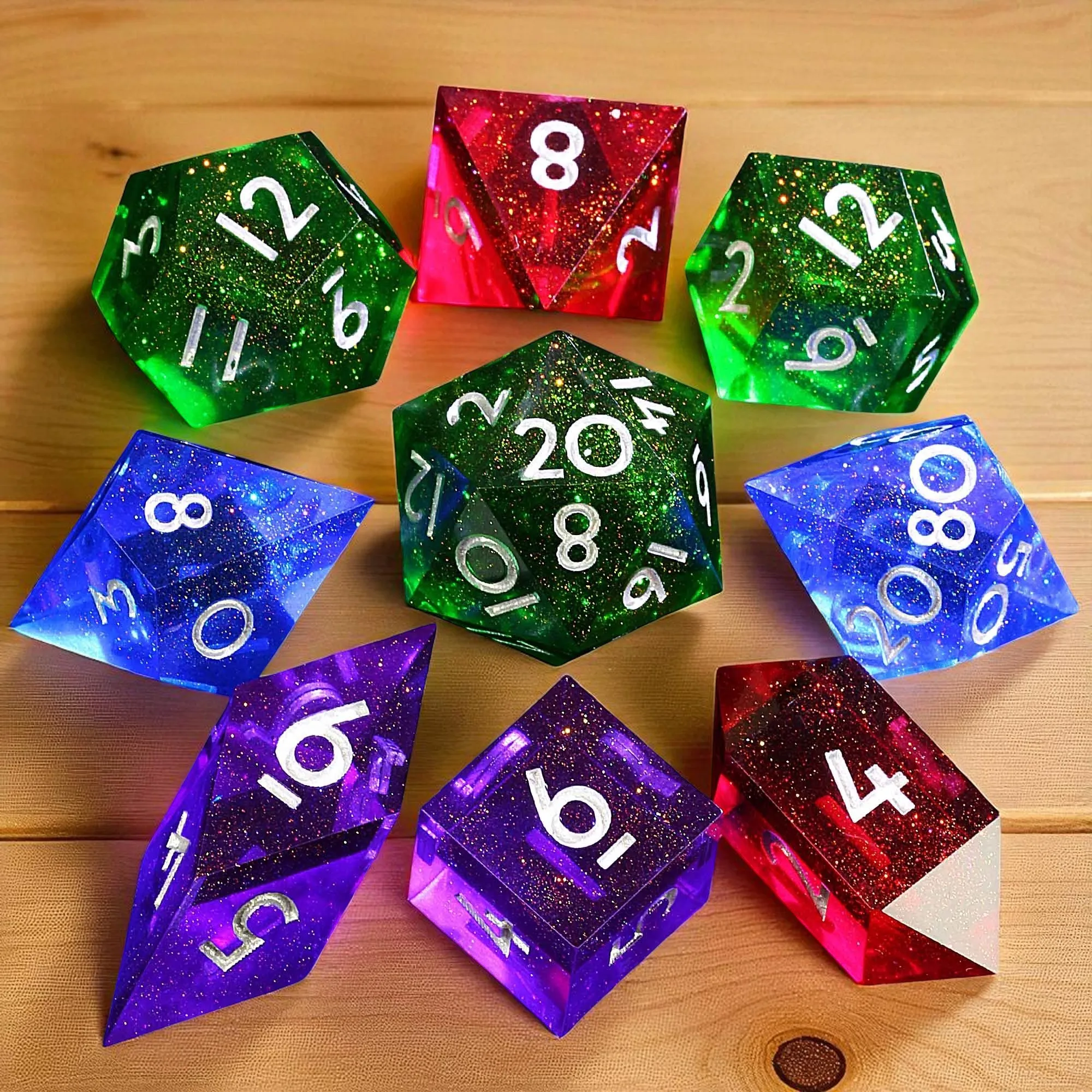 

Наборы кубиков из многогранной смолы DnD Glacial Chroma Mirage