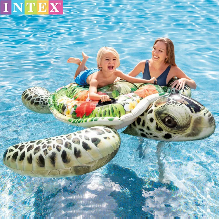 INTEX57555 Children's Big Turtle Mount Adult Large Water Inflatable Floating Row Thickened Swimming Turtle Bed