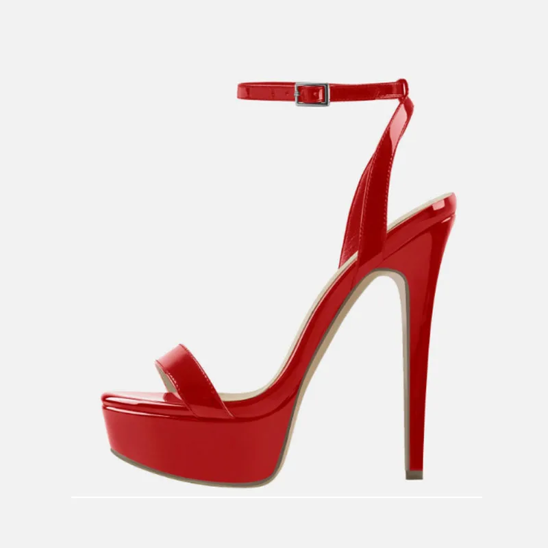 

Arden Furtado Summer 2024 Patent Leather word-cingulate Round head Waterproof platform Super high heel Open toe sandals