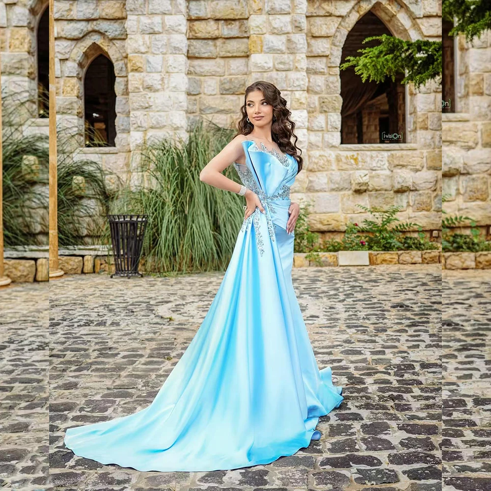 

Exquisite Wedding Dresses Sleeveless Strapless Slit Women Dress with Beading Pleat Mermaid Sweep Train Bridal Gown Customized