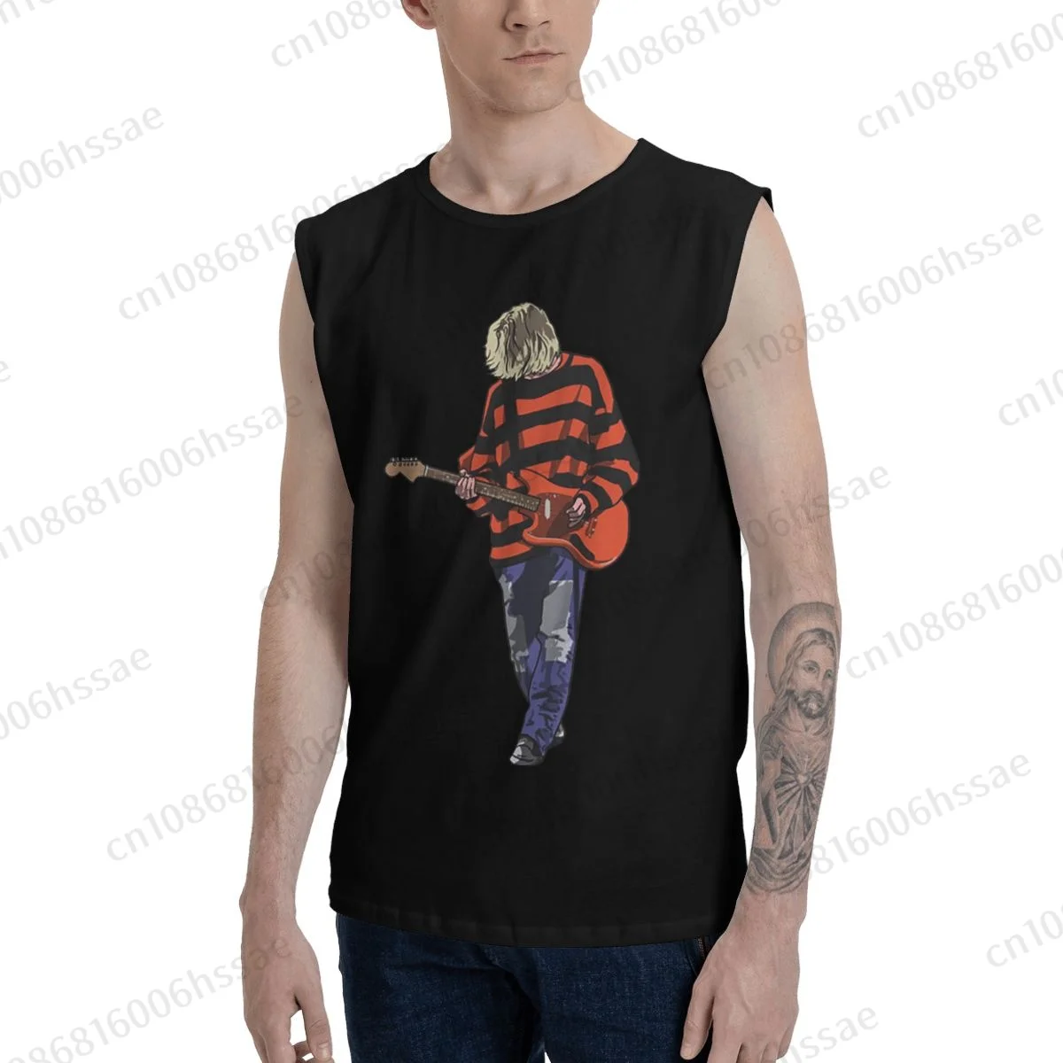 Stripey Kurt Cobain Summer Sports Tank Tops Men's Breathable Sleeveless T-shirt Vests Run Clothing