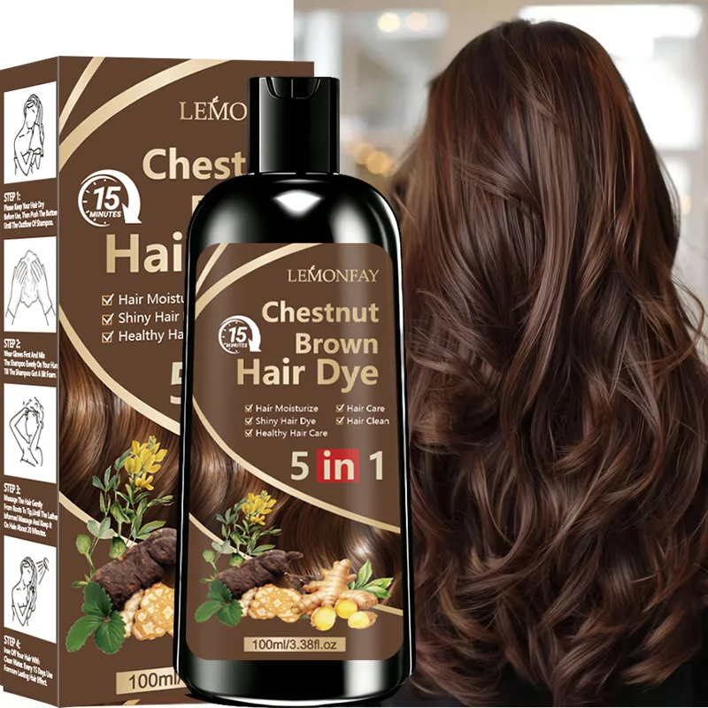 5‑in‑1 Instant Hair Dye Shampoo Long‑Lasting Color Grey Hair Coverage Nourishing Coloring Shampoo for Men Women Home Use