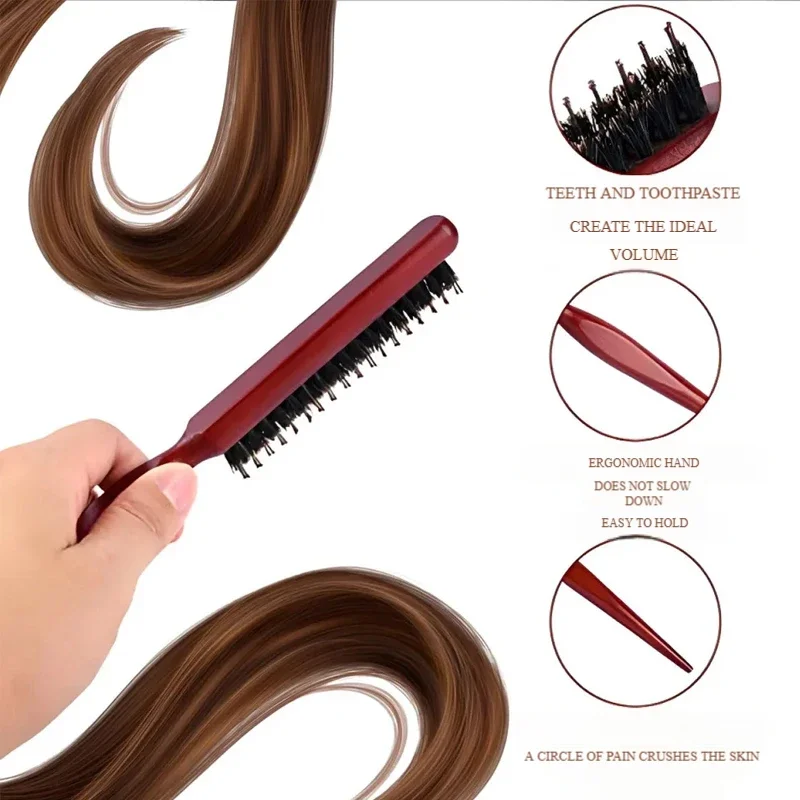 Mane Bristle Hair Brush with Fluffy Hair Brush Mouse Tail Hair Teasing Hairbrush Beard Shaving Brush Edge Hair Styling Tools