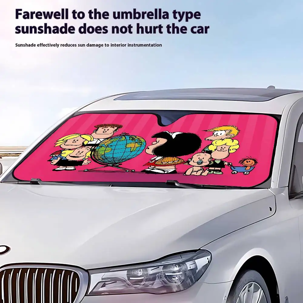 M-Mafalda لطيف مظلة السيارات الستائر الزجاج الأمامي نافذة أمامية قناع 70x130 سنتيمتر الشمس قناع الشمسية حماية منقوشة هدية الجدة سيارة #5