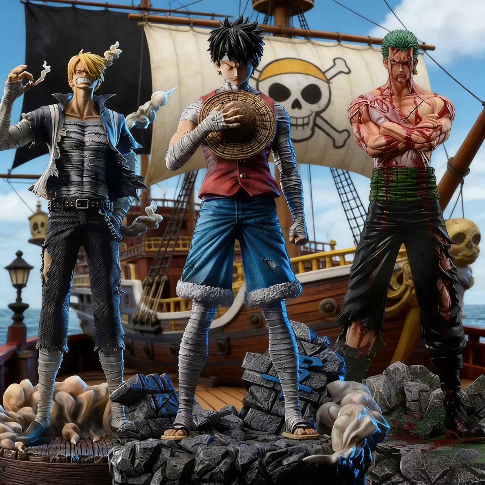 30cm One Piece Anime Figur Luffy Roronoa Zoro Vinsmoke Sanji Stehende Pose PVC-Statue Actionfigur Modell Sammlerstück Spielzeug Geschenk