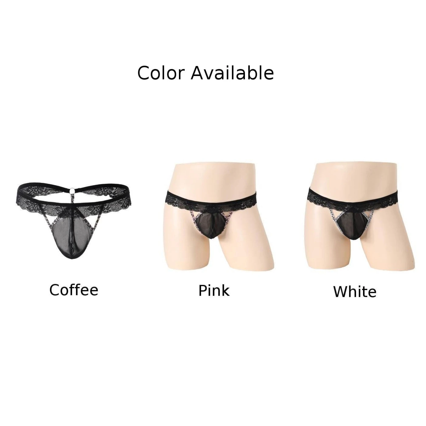 Men Thongs Sexy T-Back Briefs Gay Underwear Bulge Pouch Sissy Panties G-String Lace Mesh Lingerie Sheer Knickers