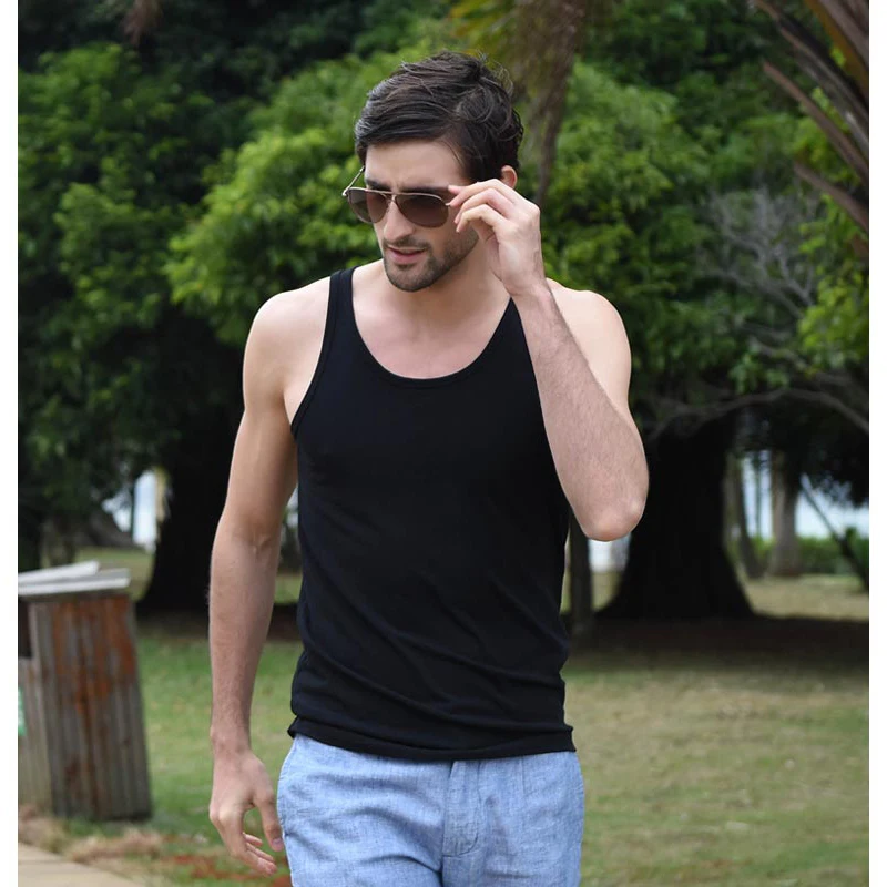 White Tank Top Gym Accessories Men Summer New Casual Solid Sleeveless Vest Male Pure Cotton Gym Shirt Jogger Waistcoat