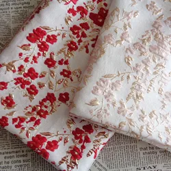 Brocade Embossed Jacquard Fabric Gold Silk Flower Design Sewing Material Cheongsam Dress Garment Fabric Sold By Meter