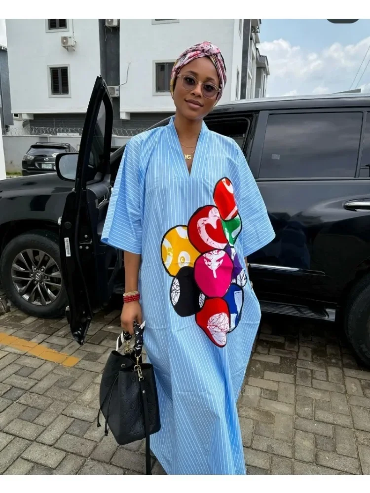 

Африканские платья больших размеров для женщин, весна-осень 202, африканское платье с v-образным вырезом и половиной рукава, свадебное вечернее длинное платье, халаты, платья