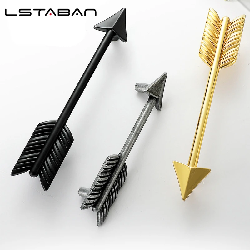 Modern Drawer Cabinet Handle Cupboard Kitchen Knob Wardrobe Furniture Hardware Black Golden Zinc Alloy Arrow House Pull