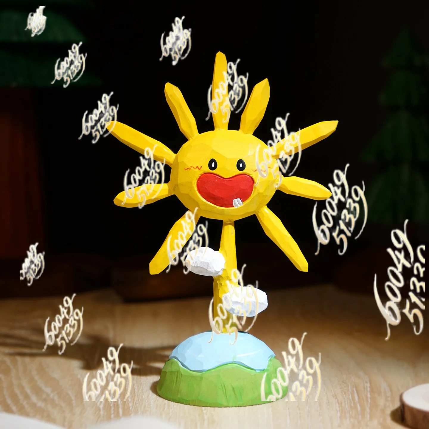 

Handmade wooden carving small ornaments cute sunflower apply to creative new year gifts