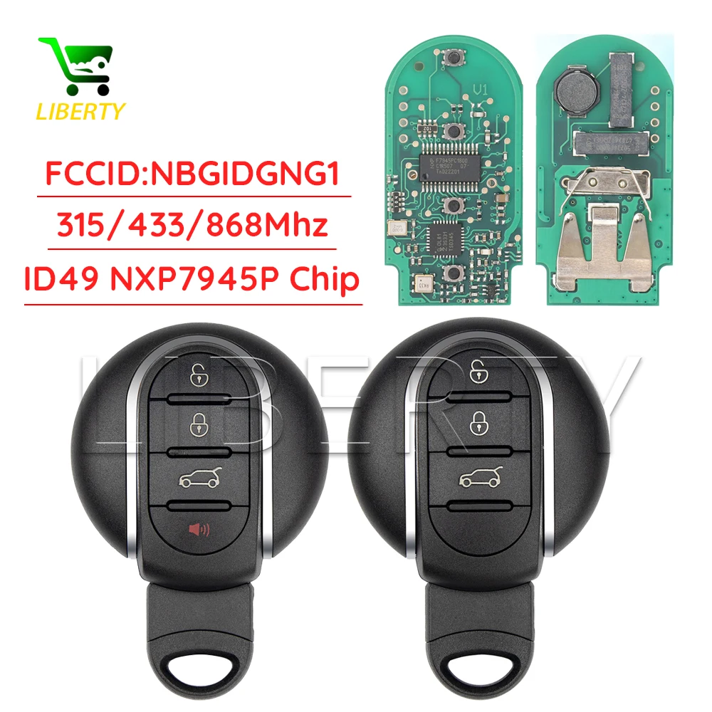 

Умный дистанционный автомобильный брелок Liberty с 3 кнопками 315/434/868 МГц ID49 7945, чип для BMW Mini Cooper 2015-2018 FCC ID: NBGIDGNG1 Key