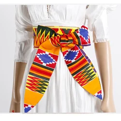 BRW 2024 African Print Obi Ankara Green Yellow Peplum Belt Button Skirts For Women Gift Handmade Statement Belt Accessory WYB268