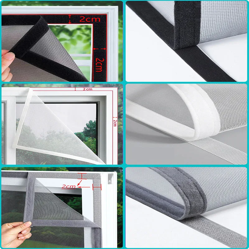 Summer, Home, Simple, Black, Gray, White, Mosquito Net Mesh, Multiple Sizes, Window Screen, 2cm Self-Adhesive Tape, Curtain Mesh