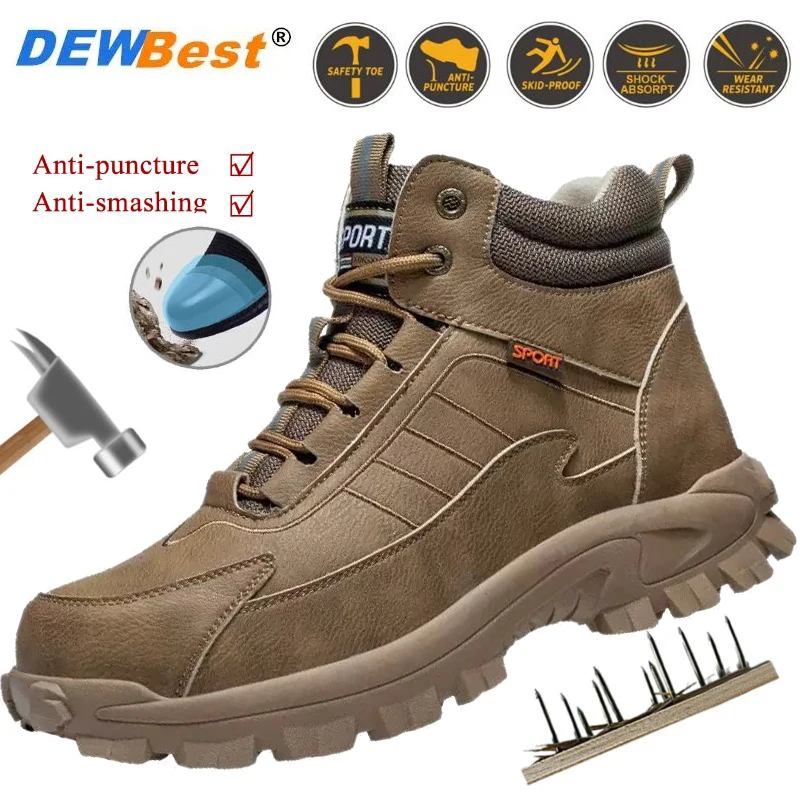 Men's Winter-Rated, Impact-Resistant, Puncture-Resistant Outdoor Construction Work Shoes—Waterproof, Durable Safety Shoes