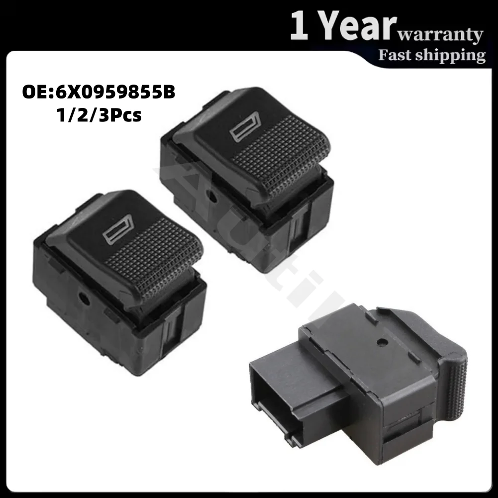 6X0959855B Car Electric Window Lift Switch Single Button for Volkswagen Polo Hatchback Lupo Seat Ibiza Cordoba 1998‑2005 5Pin