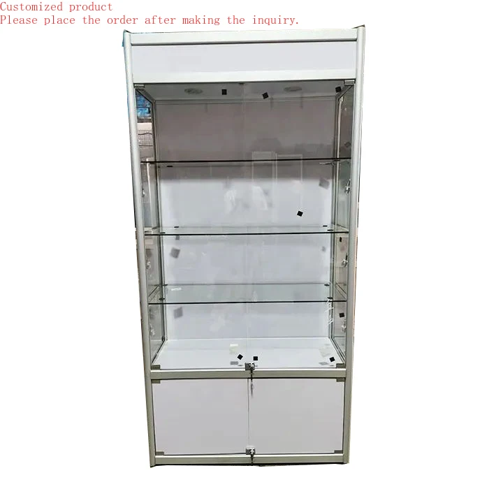 

Custom.Guangzhou Glass showcase Manufacturer Lockable Silver White Living Room Display Cabinet with Storage