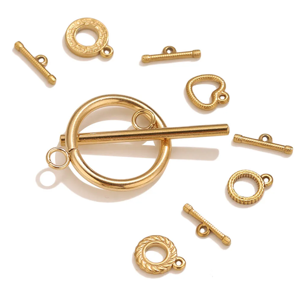 

5 Sets Gold Stainless Steel OT Toggle Clasps Heart Connectors for DIY Necklace Bracelet Jewelry Making Supplies Bulk Wholesale