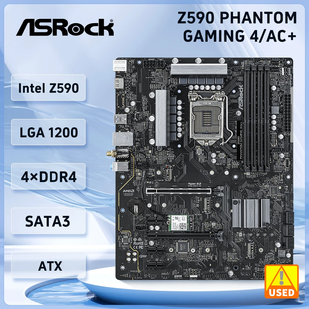 

Материнская плата ASROCK Z590 PHANTOM GAMING 4/AC +, LGA 1200 128G Z590 M.2 USB 3,2 Gen2, поддерживает родительский процессор