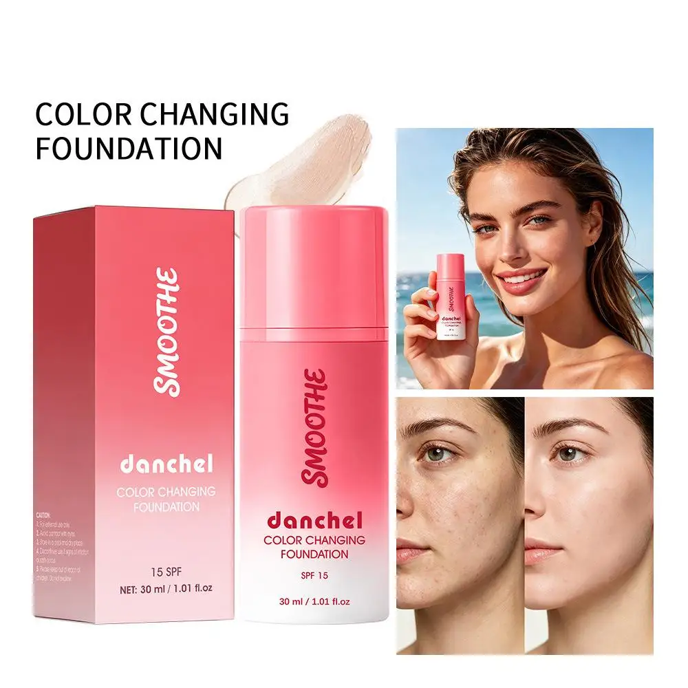 30ml Color Changing Foundation SPF 15 Liquid Concealer Moisturizing Whitening Niacinamide Hyaluronic Acid Breathable Makeup Base